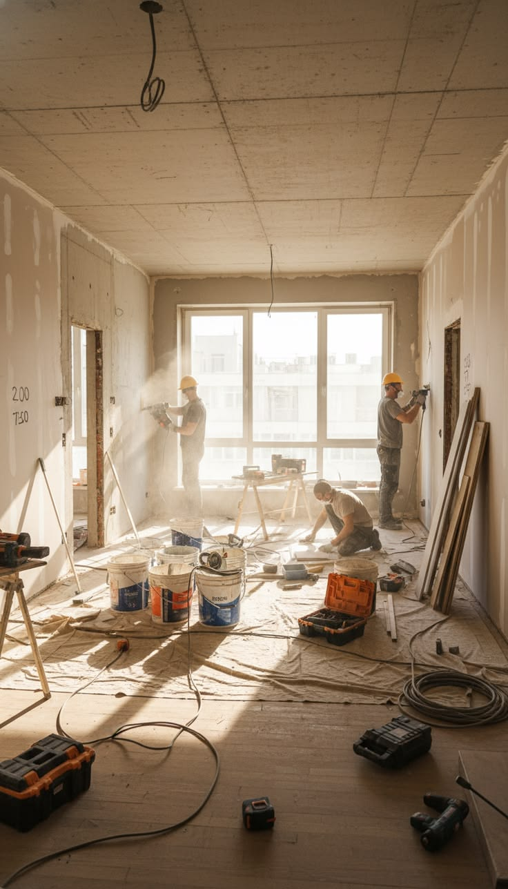 Trabajos de construcción y acondicionamiento en el interior de una vivienda
