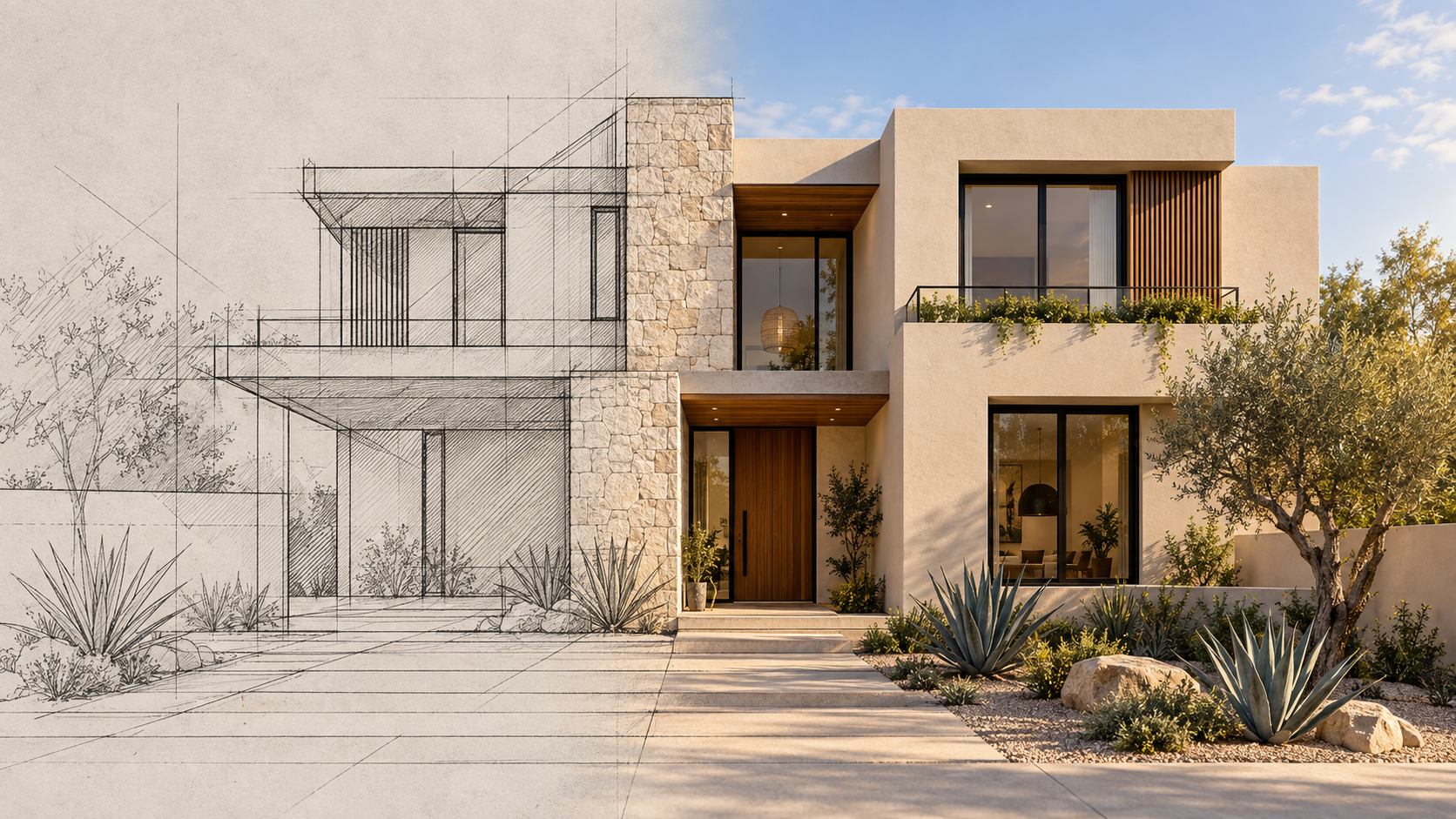 Concepto arquitectónico: del plano a un desarrollo residencial terminado